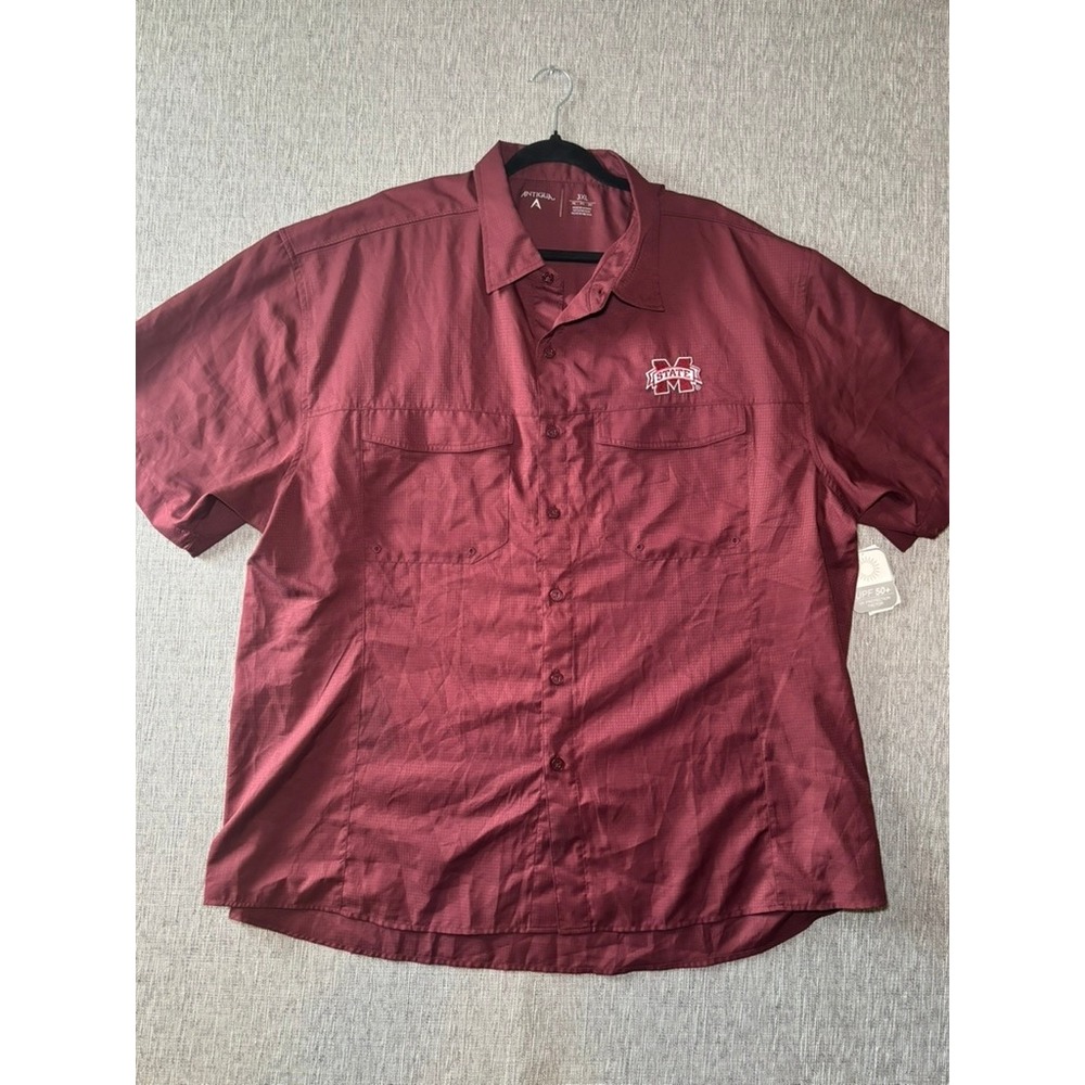 Antigua Mississippi State Bulldogs Shirt Mens 3XL Maroon Short Sleeve UPF 50+